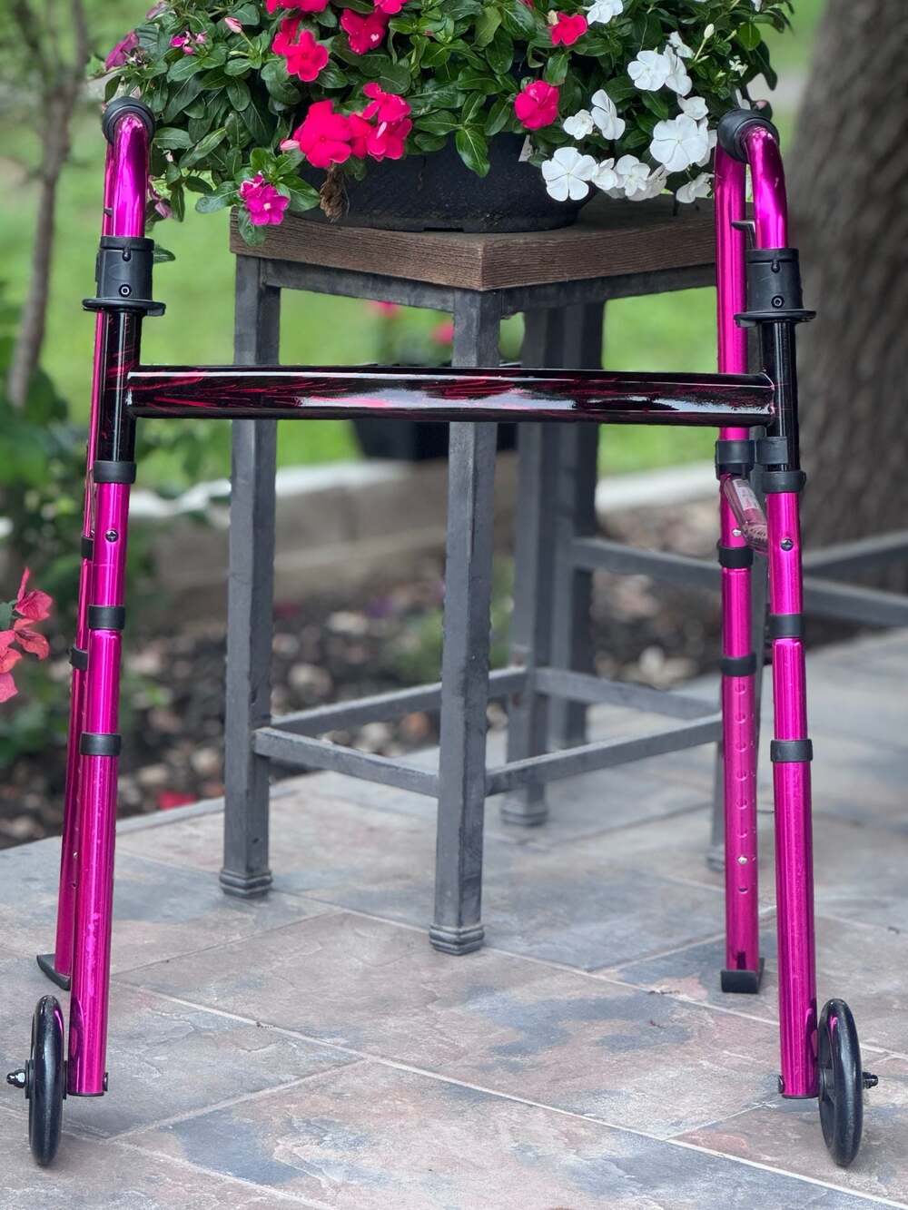 Walgreens Folding Medical Walker with Wheels, Pink